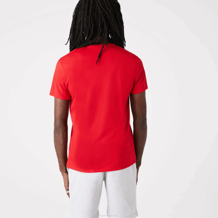 Lacoste V-Neck Pima Cotton Jersey T-Shirt 646T617 Red 240 Men