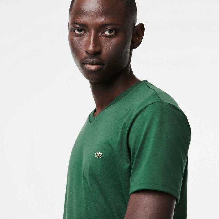 Lacoste V-Neck Pima Cotton Jersey T-Shirt 646T679 Green 132 Men