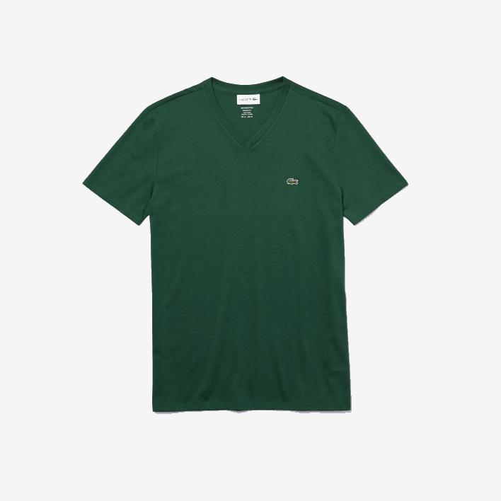 Lacoste V-Neck Pima Cotton Jersey T-Shirt 646T679 Green 132 Men