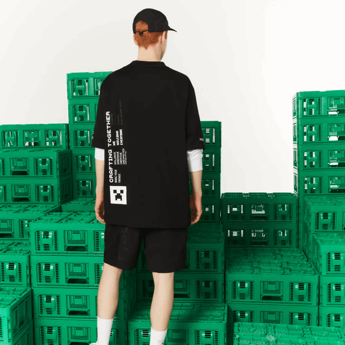 Lacoste x Minecraft Loose Fit Organic Cotton T-Shirt 646T852 Black 031 Men