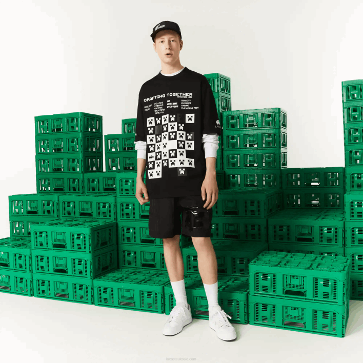 Lacoste x Minecraft Loose Fit Organic Cotton T-Shirt 646T852 Black 031 Men