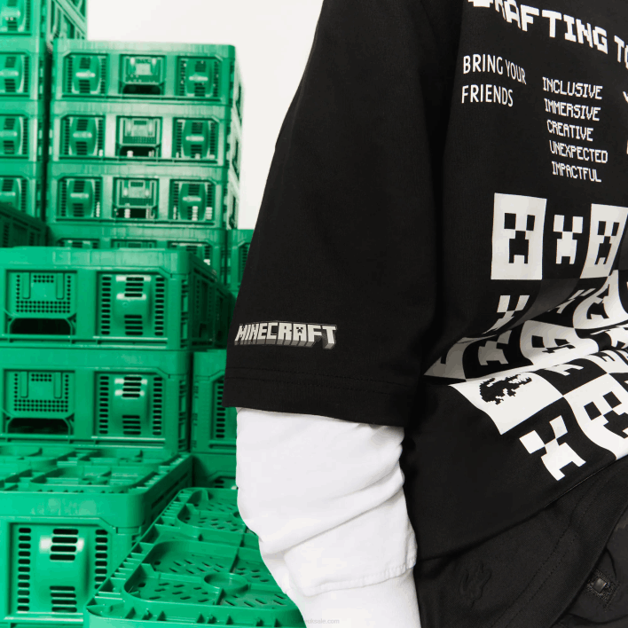 Lacoste x Minecraft Loose Fit Organic Cotton T-Shirt 646T852 Black 031 Men