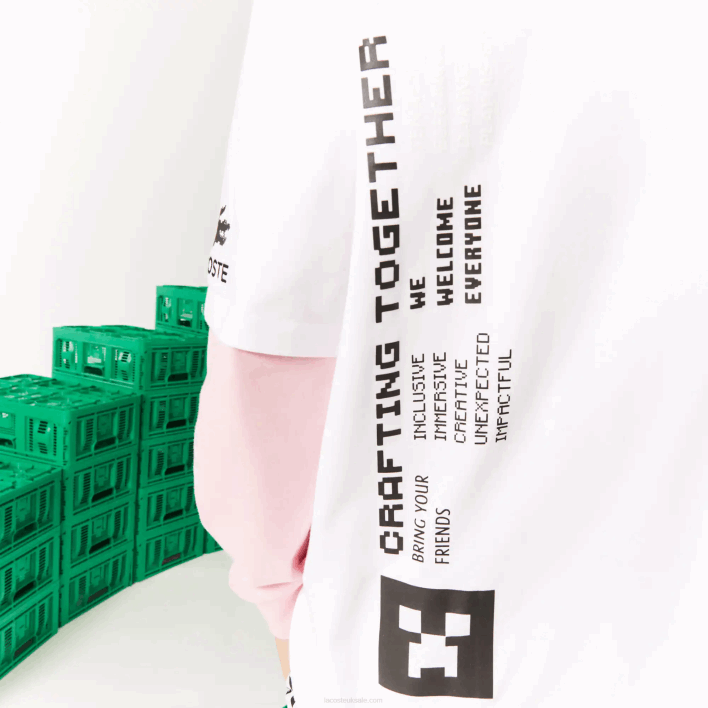 Lacoste x Minecraft Loose Fit Organic Cotton T-Shirt 646T853 White 001 Men