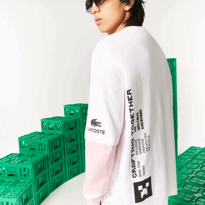 Lacoste x Minecraft Loose Fit Organic Cotton T-Shirt 646T853 White 001 Men
