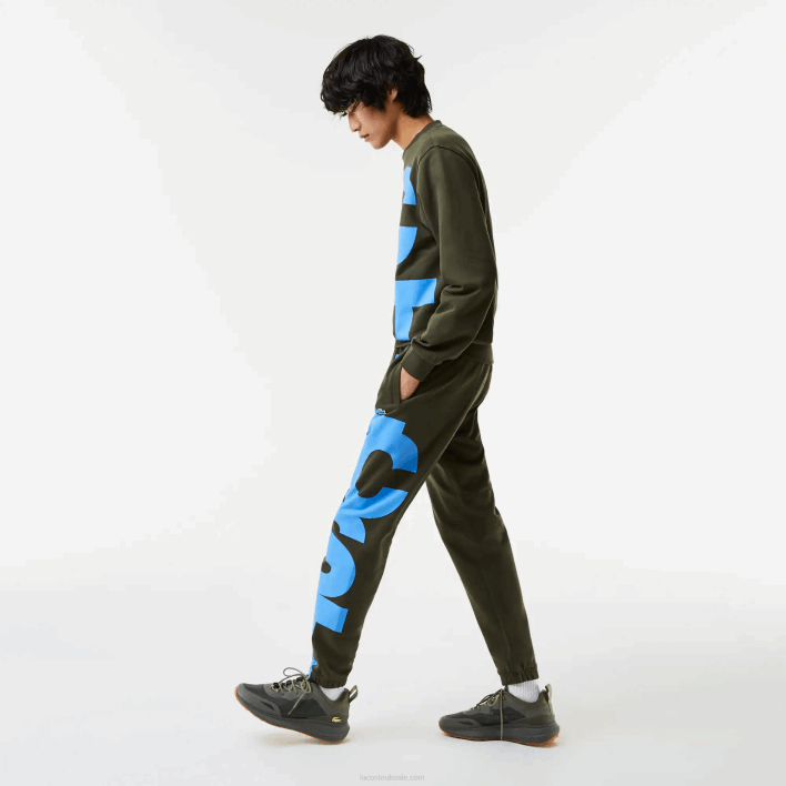 Lacoste Contrast Lettering Cotton Trackpants 646T1038 Khaki Green S7T Men