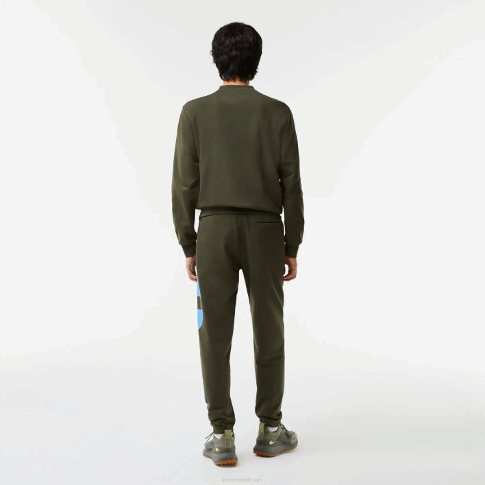 Lacoste Contrast Lettering Cotton Trackpants 646T1038 Khaki Green S7T Men