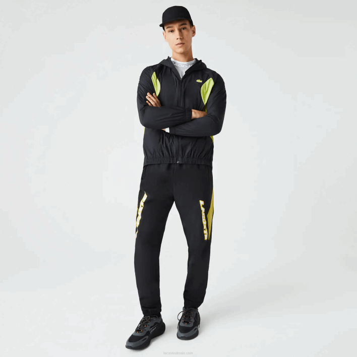 Lacoste Heritage Regular Fit Color-Block Trackpants 646T1110 Black Yellow N07 Men