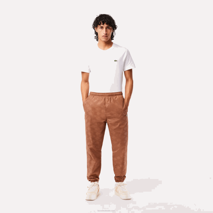 Lacoste Monogram Print Track Pants 646T317 Light Brown LFA Men