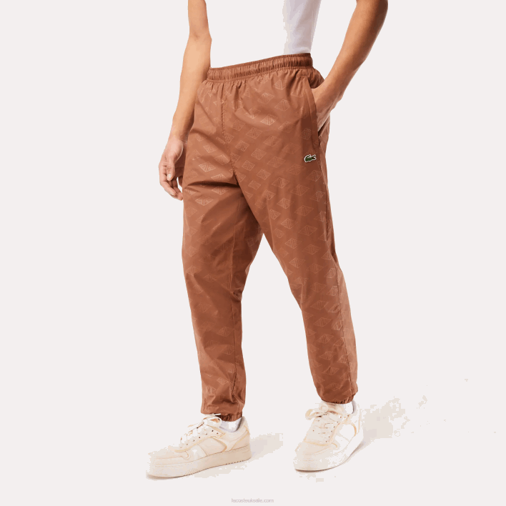 Lacoste Monogram Print Track Pants 646T317 Light Brown LFA Men