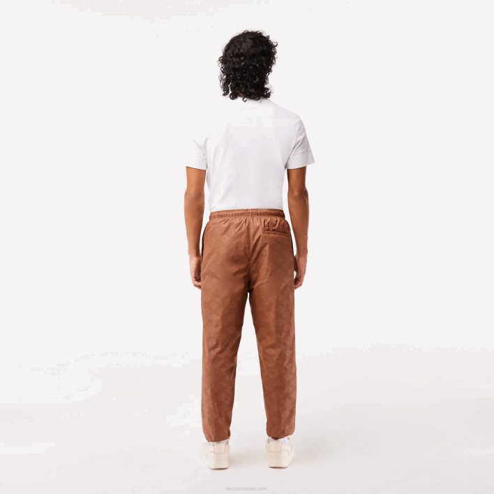 Lacoste Monogram Print Track Pants 646T317 Light Brown LFA Men