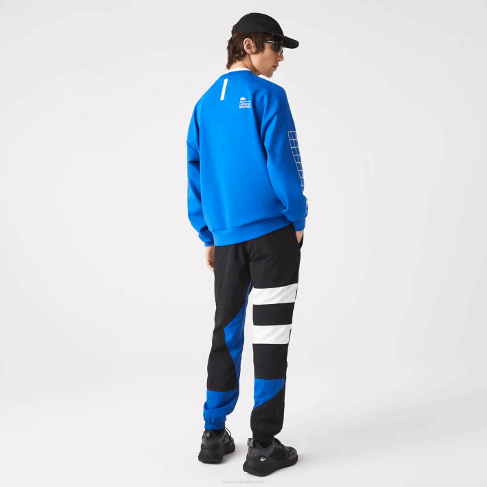 Lacoste Patchwork Water-Repellent Trackpants 646T1105 Black Blue White SE1 Men