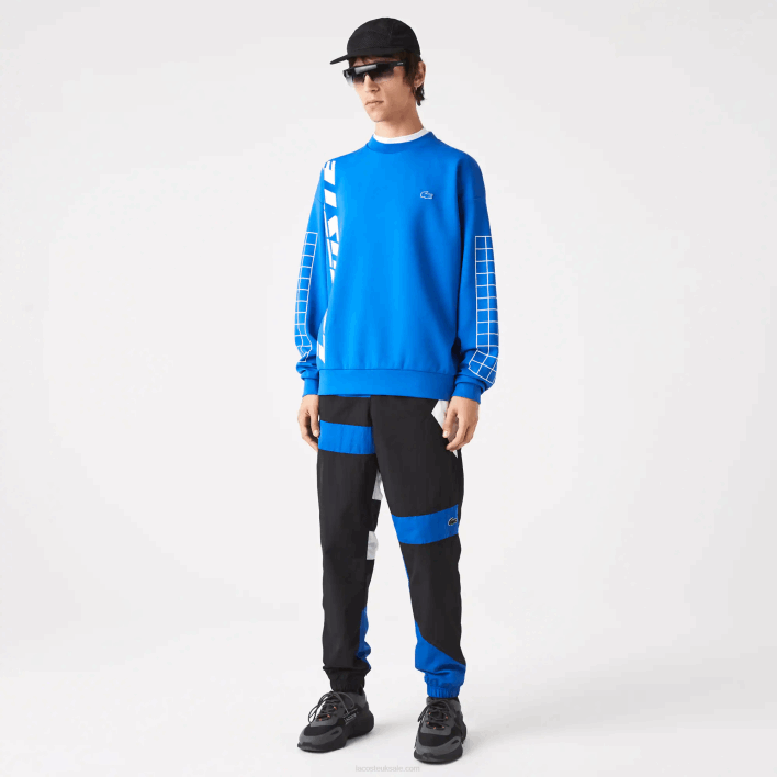 Lacoste Patchwork Water-Repellent Trackpants 646T1105 Black Blue White SE1 Men