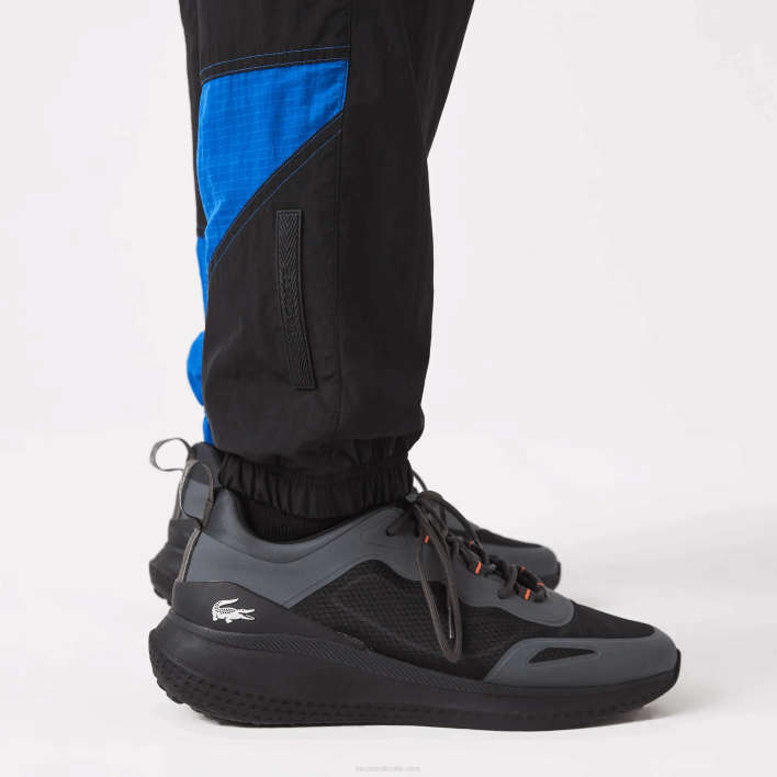 Lacoste Patchwork Water-Repellent Trackpants 646T1105 Black Blue White SE1 Men