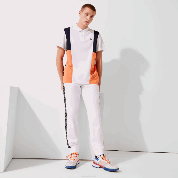 Lacoste SPORT Branded Bands Tracksuit Pants 646T1120 White Orange Navy Blue ASR Men