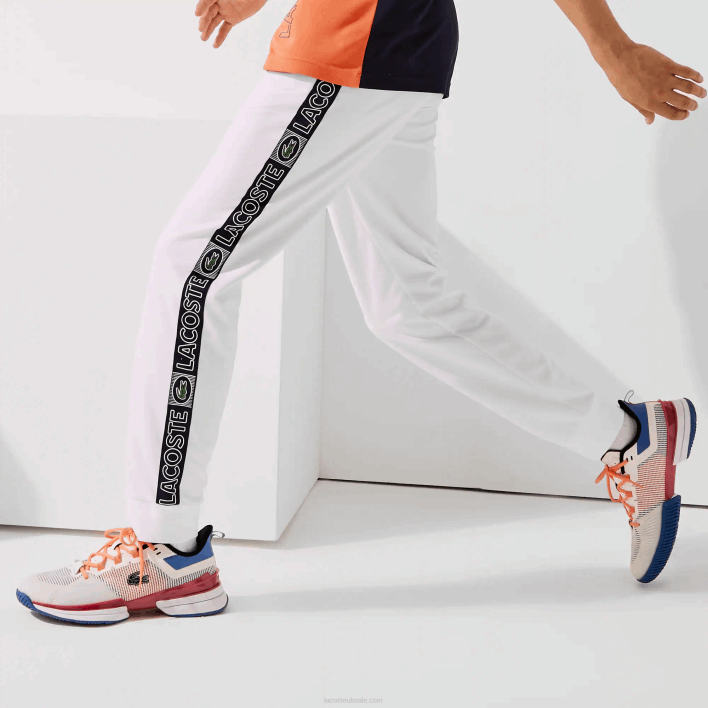 Lacoste SPORT Branded Bands Tracksuit Pants 646T1120 White Orange Navy Blue ASR Men