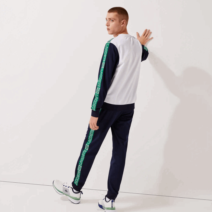 Lacoste SPORT Branded Bands Tracksuit Pants 646T1121 Navy Blue White Green FX3 Men