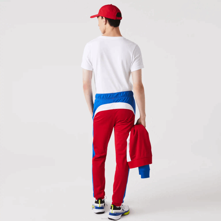 Lacoste SPORT Run-Resistant Tennis Trackpants 646T992 Red Blue White W50 Men