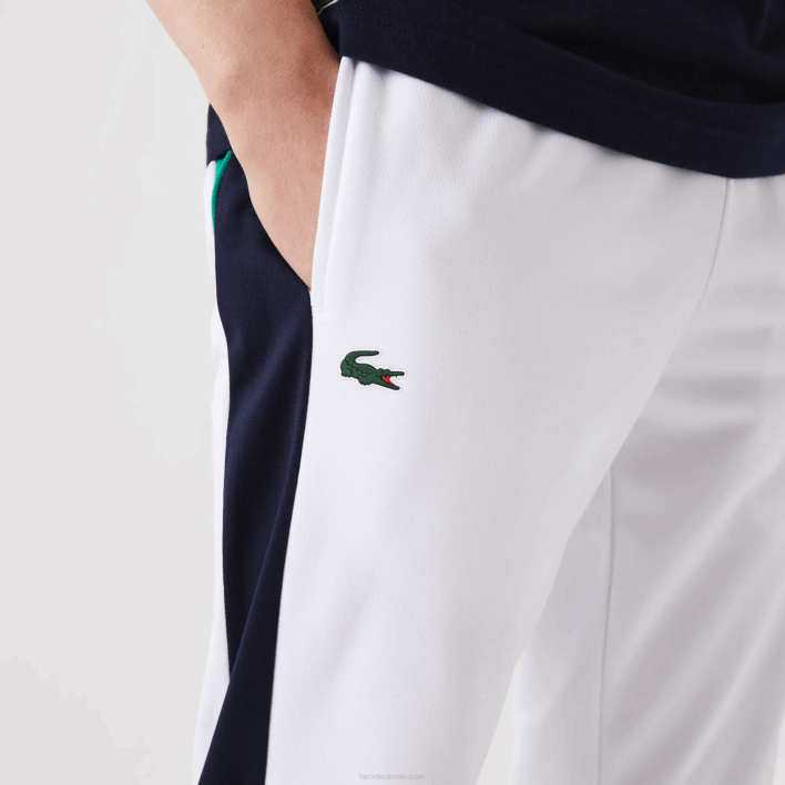 Lacoste SPORT Run-Resistant Tennis Trackpants 646T994 White Navy Blue Green 9GG Men