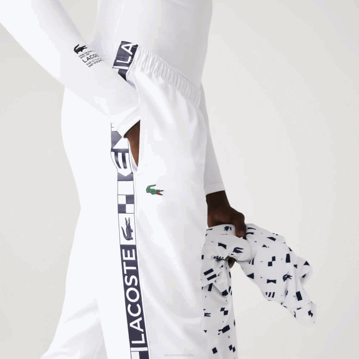 Lacoste SPORT Side Prints Tennis Trackpants 646T1088 White 001 Men