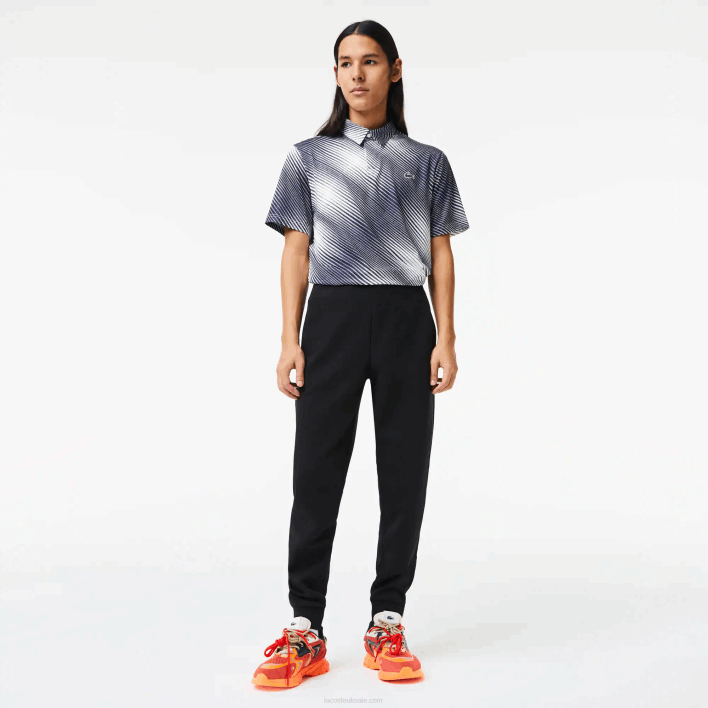 Lacoste Slim Fit Heathered Cotton Blend Tracksuit Pants 646T1004 Black 031 Men