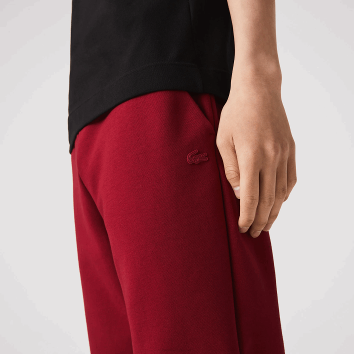 Lacoste Slim Fit Heathered Cotton Blend Tracksuit Pants 646T1007 Bordeaux YPW Men