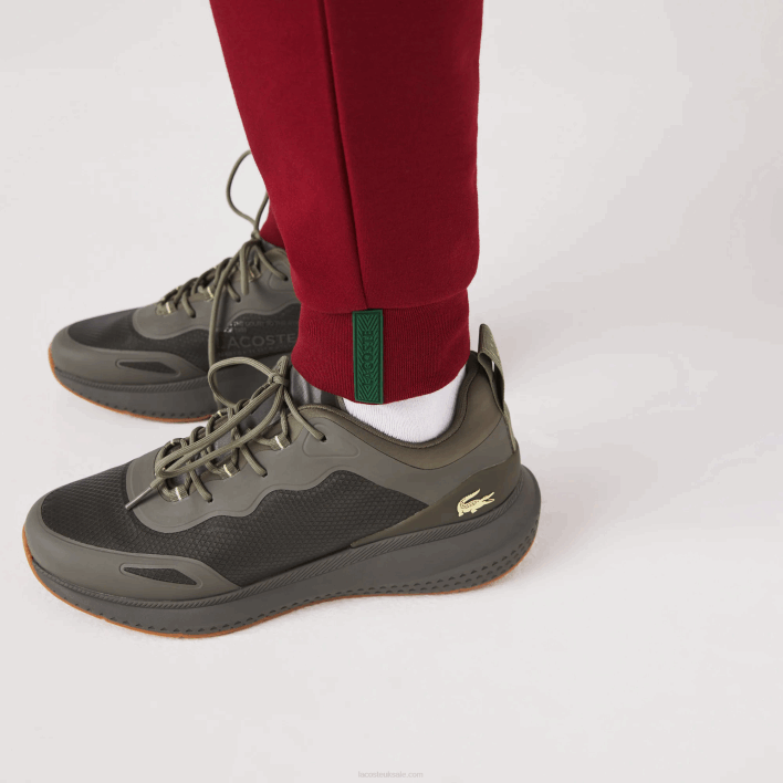 Lacoste Slim Fit Heathered Cotton Blend Tracksuit Pants 646T1007 Bordeaux YPW Men