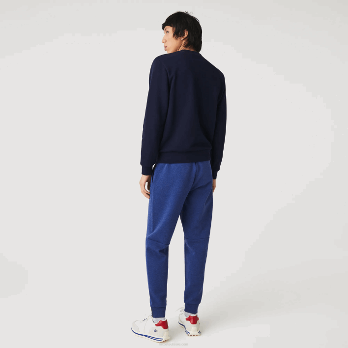 Lacoste Slim Fit Heathered Cotton Blend Tracksuit Pants 646T1140 Blue Chine HJD Men