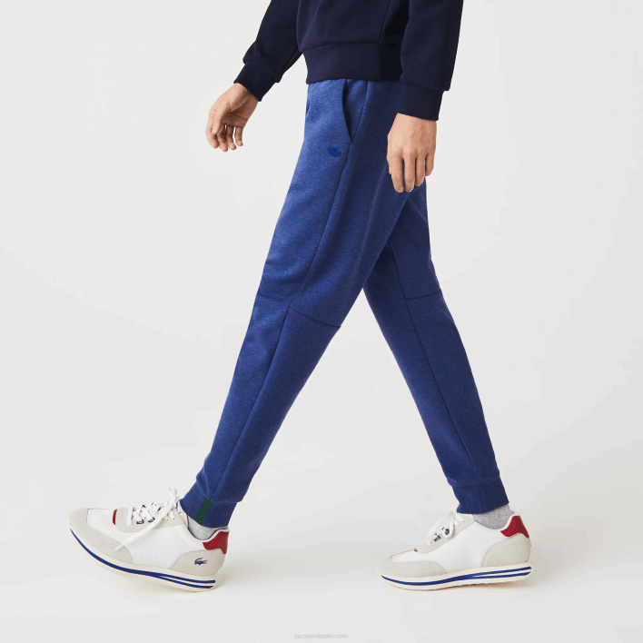 Lacoste Slim Fit Heathered Cotton Blend Tracksuit Pants 646T1140 Blue Chine HJD Men