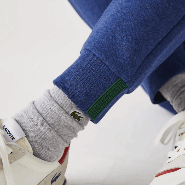Lacoste Slim Fit Heathered Cotton Blend Tracksuit Pants 646T1140 Blue Chine HJD Men