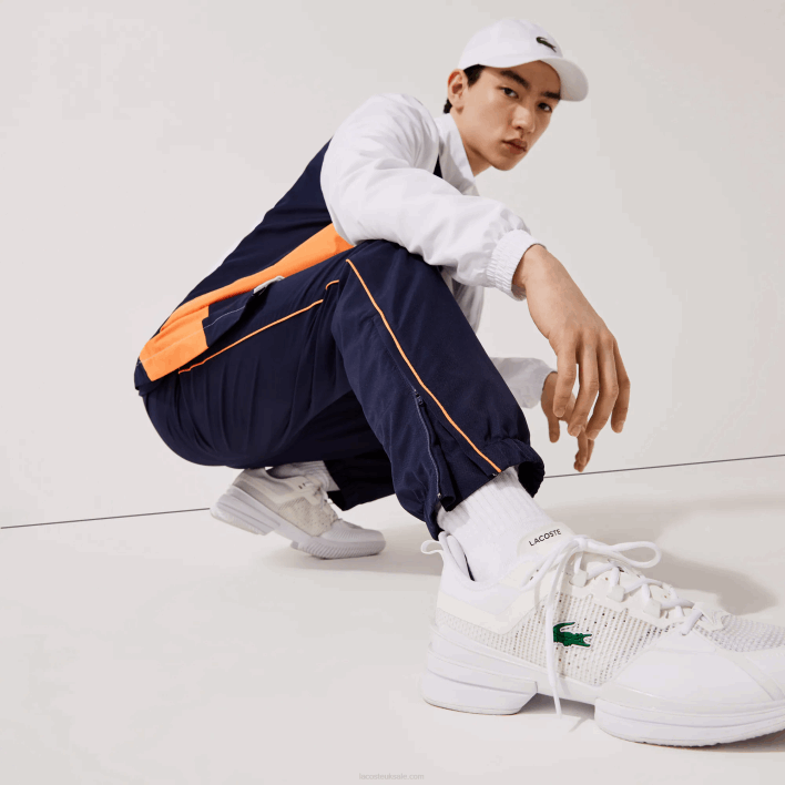 Lacoste SPORT Branded Colorblock Tracksuit 646T1156 White Orange Navy Blue 8TY Men