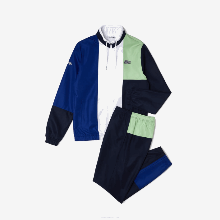 Lacoste SPORT Colorblock Tracksuit 646T1201 Green Navy Blue White CN1 Men