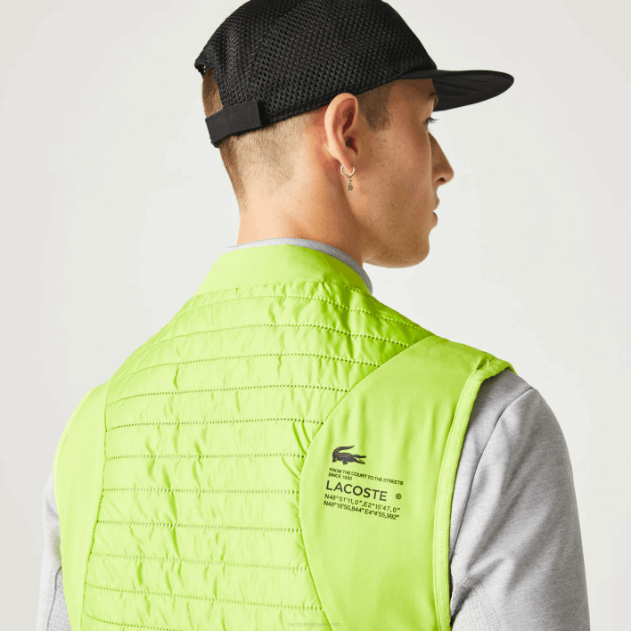 Lacoste SPORT Padded Reversible Vest 646T385 Yellow Black G65 Men
