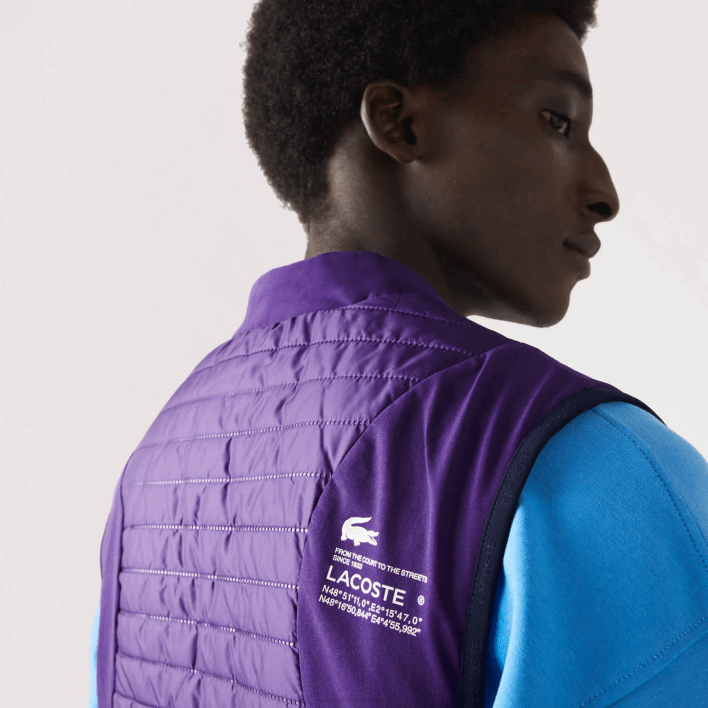 Lacoste SPORT Padded Reversible Vest 646T386 Purple Navy Blue SE3 Men