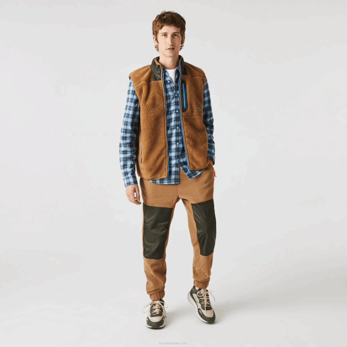 Lacoste Sherpa Fleece Vest 646T1262 Brown Khaki Green 89F Men