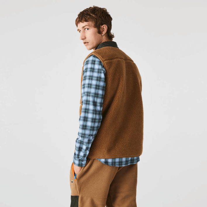 Lacoste Sherpa Fleece Vest 646T1262 Brown Khaki Green 89F Men