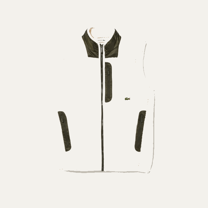 Lacoste Sherpa Fleece Vest 646T1263 White Khaki Green U9N Men