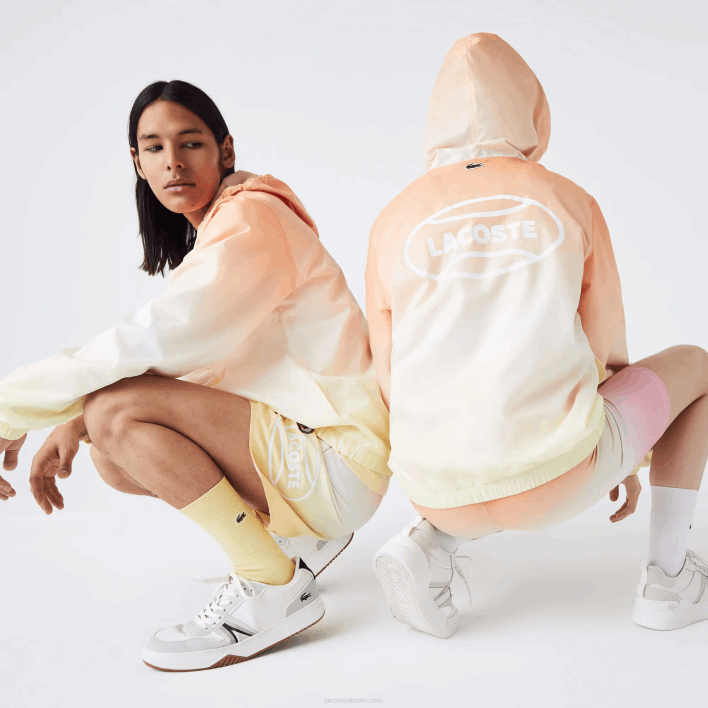 Lacoste LIVE Light Pullover Windbreaker 646T1281 Orange White Yellow Z81 Men