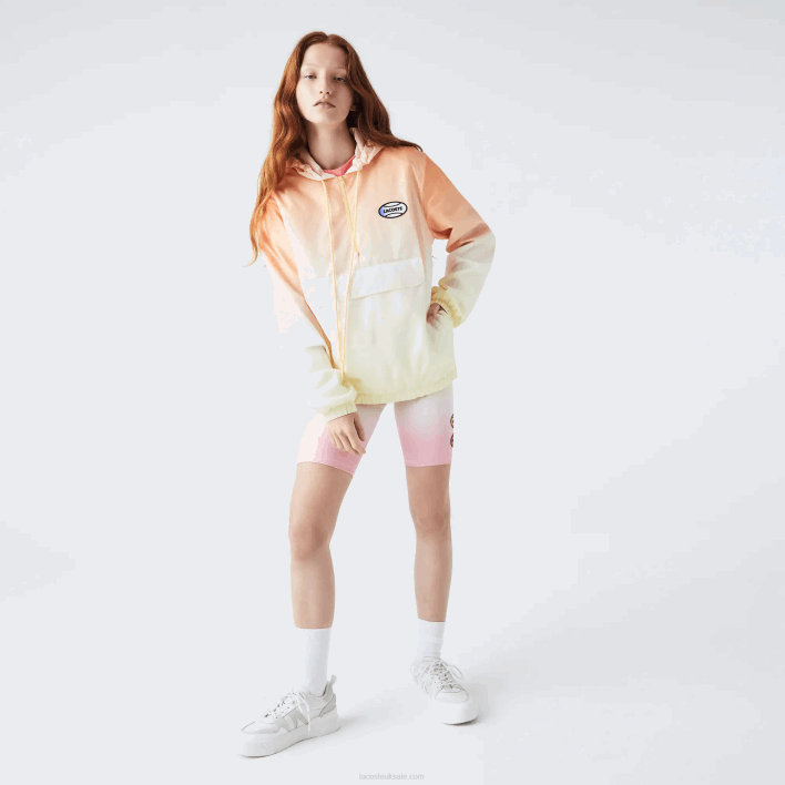 Lacoste LIVE Light Pullover Windbreaker 646T1281 Orange White Yellow Z81 Men