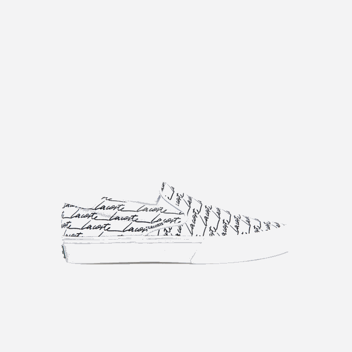 Lacoste Jump Serve Canvas Printed Slip On 646T1860 White & Black 147 Men