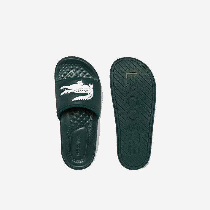 Lacoste Croco Dualiste Synthetic Logo Strap Slides 646T1764 Dark Green White 2D2 Men