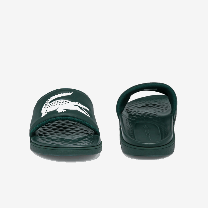 Lacoste Croco Dualiste Synthetic Logo Strap Slides 646T1764 Dark Green White 2D2 Men