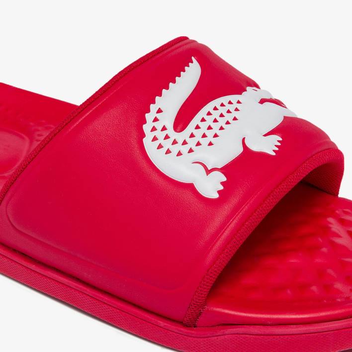 Lacoste Croco Dualiste Synthetic Logo Strap Slides 646T1767 Red White 17K Men