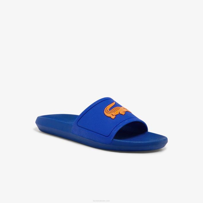 Lacoste Croco Rubber Slides 646T1915 Blue Orange BA1 Men