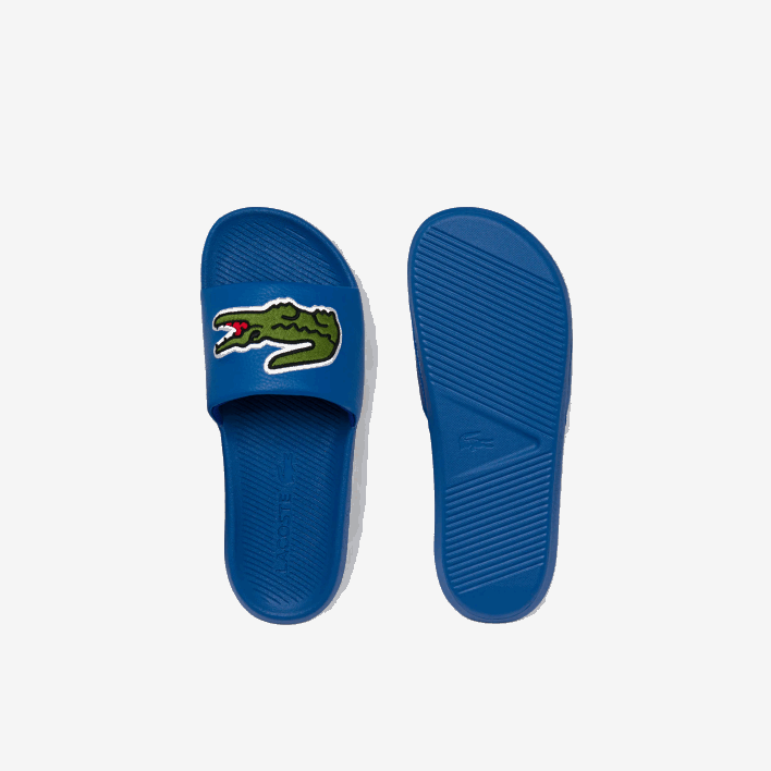 Lacoste Croco Synthetic Logo Strap Slides 646T1773 Blue Green BG3 Men