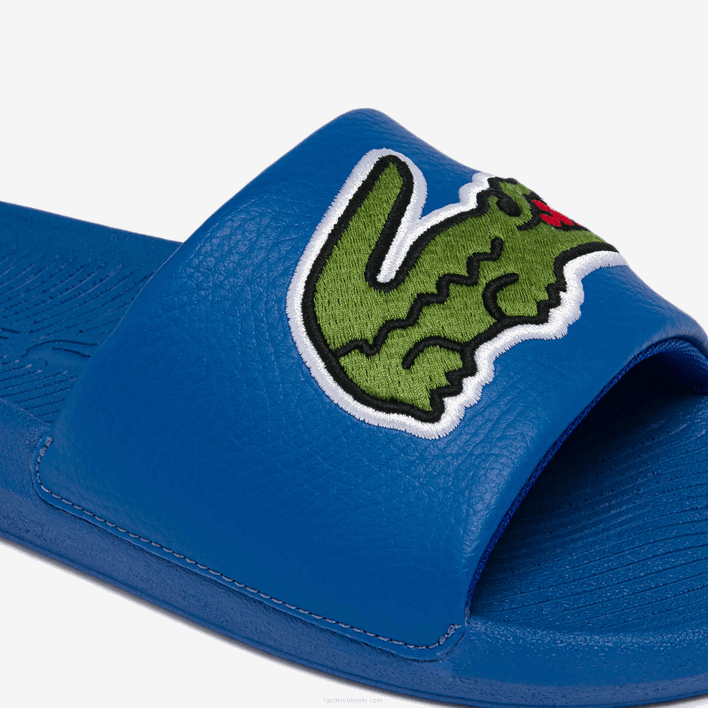 Lacoste Croco Synthetic Logo Strap Slides 646T1773 Blue Green BG3 Men