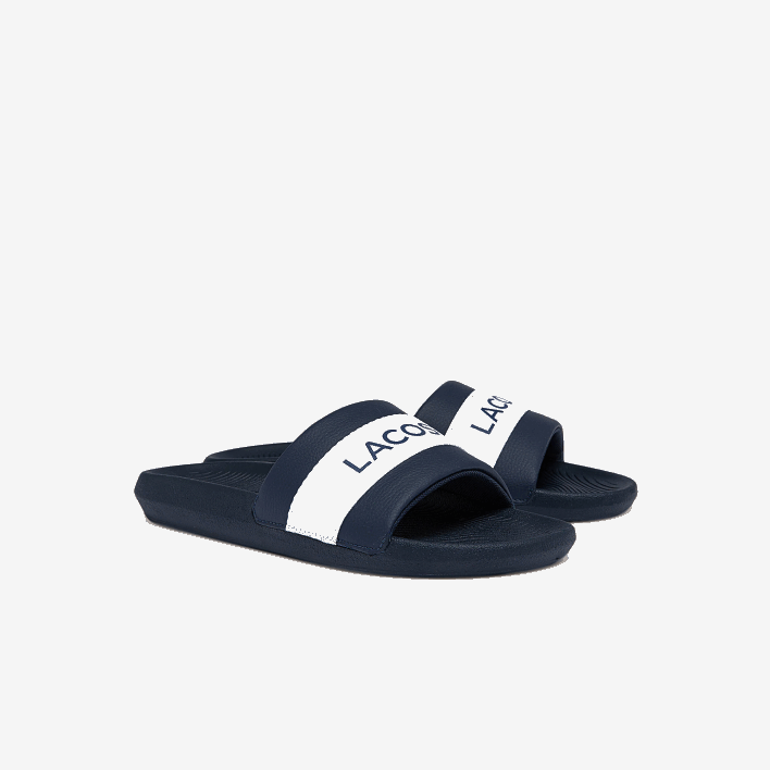 Lacoste Croco Textile Logo Slides 646T1775 Navy & White 092 Men