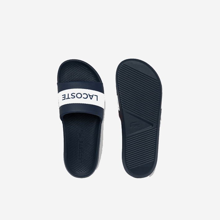 Lacoste Croco Textile Logo Slides 646T1775 Navy & White 092 Men
