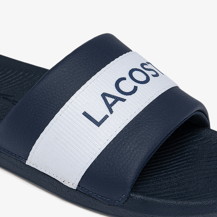 Lacoste Croco Textile Logo Slides 646T1775 Navy & White 092 Men