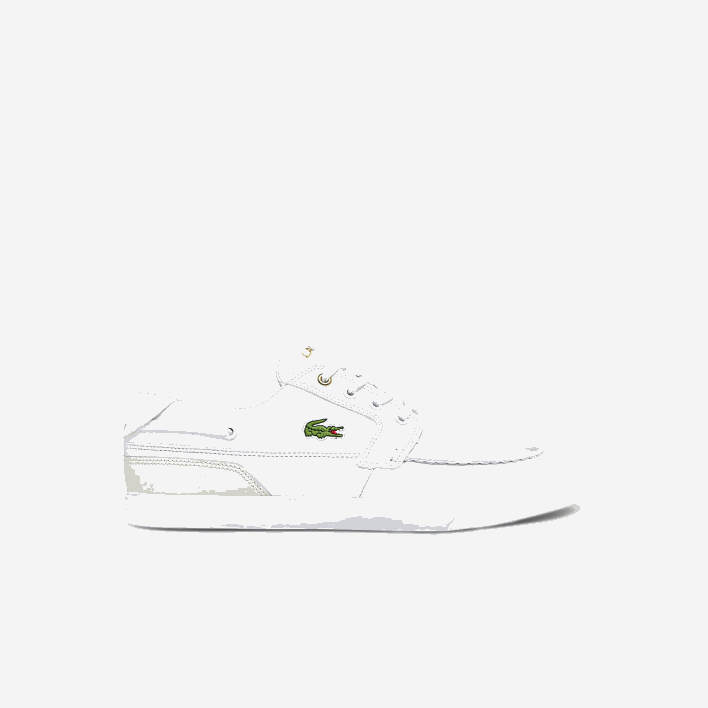 Lacoste Bayliss Deck Leather and Synthetic Boat Shoes 646T1802 White & Off White 65T Men