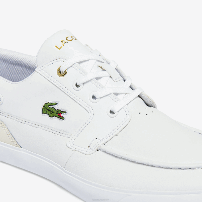 Lacoste Bayliss Deck Leather and Synthetic Boat Shoes 646T1802 White & Off White 65T Men